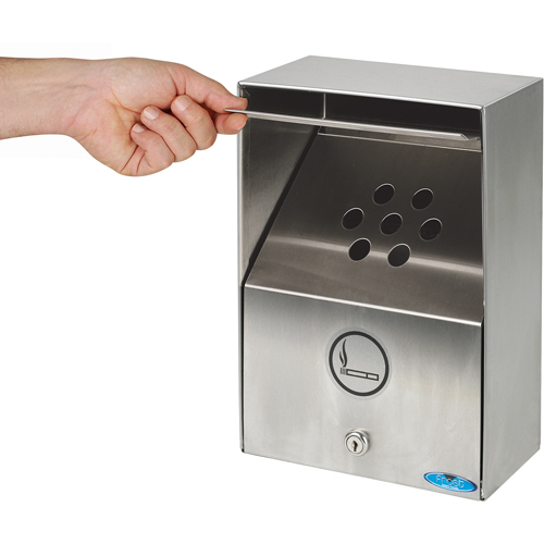 Cendriers, Montage mural, Acier inoxydable, Capacit&eacute; 3,3 litres, Hauteur 13-1/2" Distribution Industrielle GC