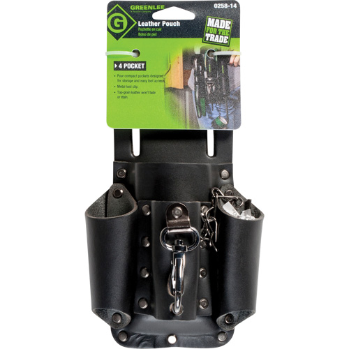 Tool Belt Pouch, Multiple Tool Holder, Leather, 4 Pockets Distribution Industrielle GC
