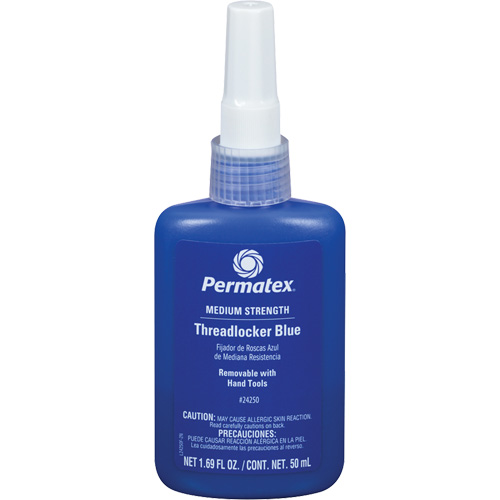 Adh&eacute;sif frein-filet &agrave; adh&eacute;rence amovible, Bleu, Moyen, 50 ml, Bouteille Distribution Industrielle GC