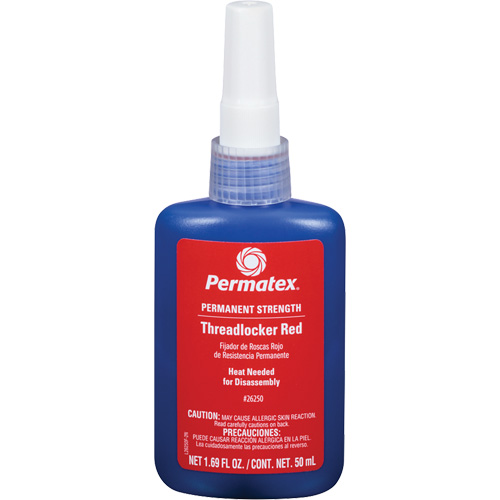 Adh&eacute;sif frein-filet, Rouge, &eacute;lev&eacute;, 50 ml, Bouteille Distribution Industrielle GC