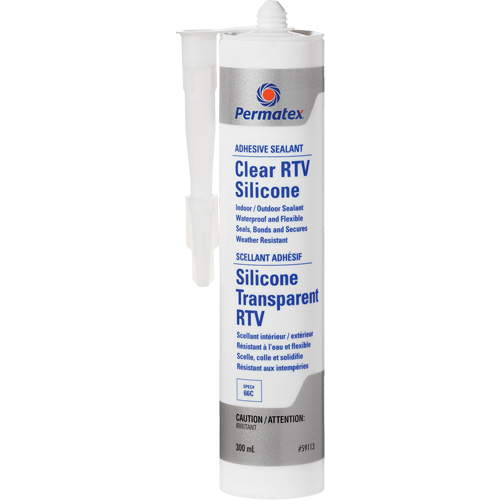 Scellant adh&eacute;sif RTV transparent, 300 ml, Cartouche, Transparent Distribution Industrielle GC