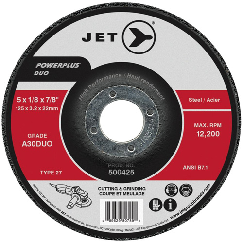 POWERPLUS DUO Cutting/Grinding Wheel, 4" x 1/8", 5/8" Arbor, Type 27, A30DUO Grit Distribution Industrielle GC