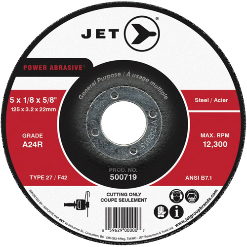 Power Abrasive Cut-Off Wheel, 4-1/2" x 1/8", 7/8" Arbor, Type 27, 13300 RPM Distribution Industrielle GC
