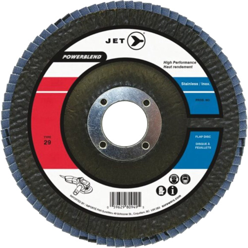 Disque &agrave; lamelles POWERBLEND, 5" x 7/8", Type 29, Grain Z120, Alumine de zirconium Distribution Industrielle GC