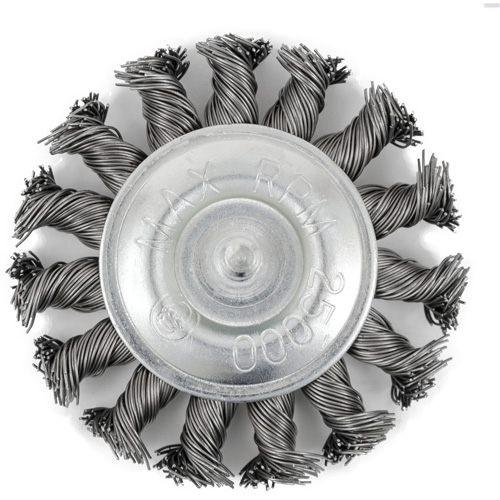 Brosse radiale &agrave; fils nou&eacute;s torsad&eacute;s mont&eacute; sur mandrin EKR275-20, 3", Fils ,02", Tige 1/4" Distribution Industrielle GC