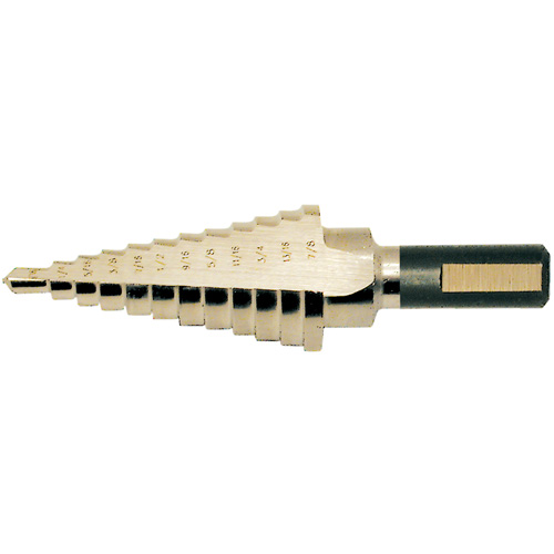 Super Premium Step Drill, 1/8" - 1/2" , 1/32" Increments, High Speed Steel Distribution Industrielle GC
