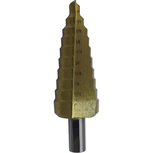 JET-KUT&reg; Super Premium M35 Step Drill, 3/16" - 1/2" , 1/16" Increments, High Speed Steel Distribution Industrielle GC