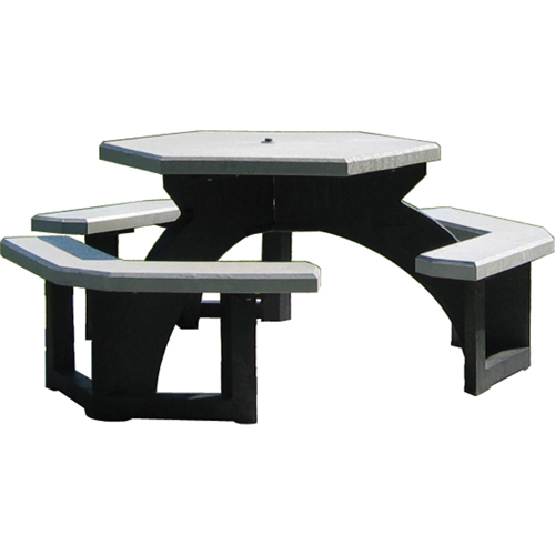 Recycled Plastic Hexagon Picnic Tables, 78" L x 78" W, Grey Distribution Industrielle GC