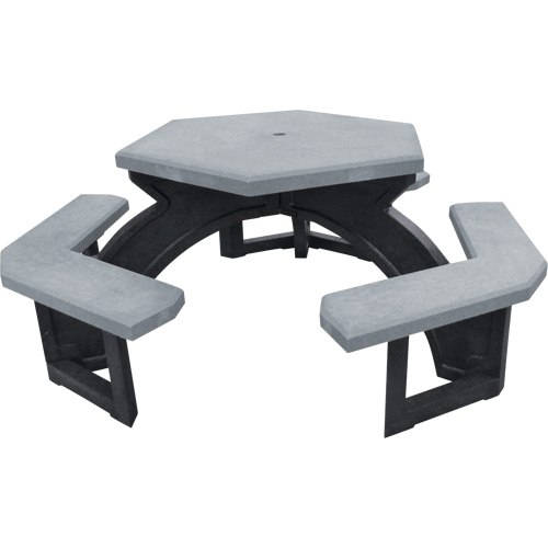 Tables de pique-nique hexagonales en plastique recycl&eacute;, 78" lo x 78" la, Gris Distribution Industrielle GC