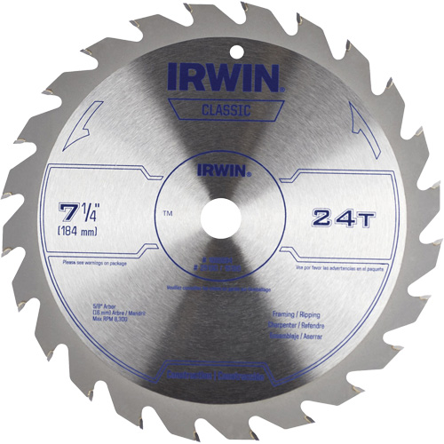 Lame de scie circulaire de s&eacute;rie classique, 7-1/4", 24 dents, Pour Bois Distribution Industrielle GC