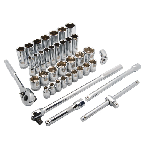 SAE Socket Set, 38 Pcs, 1/2" Drive Size, Deep Distribution Industrielle GC