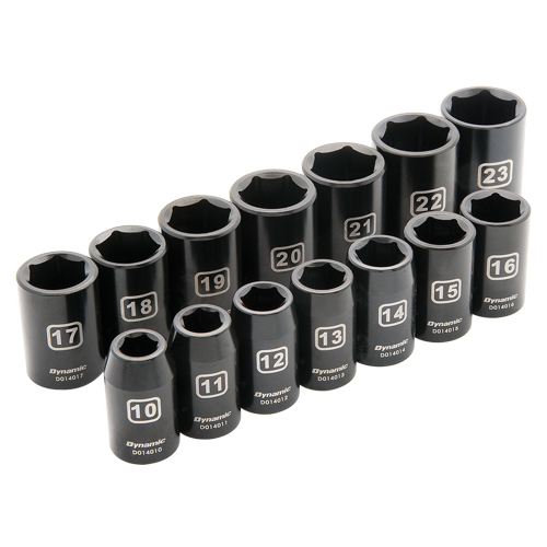 Metric Socket Set, 14 Pcs, Impact, 1/2" Drive Size Distribution Industrielle GC