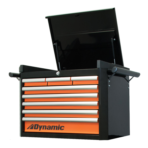 Top Tool Chest, 28" W, 8 Drawers, Black/Orange Distribution Industrielle GC