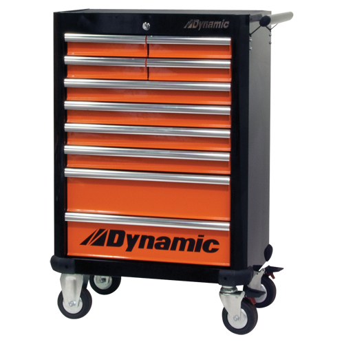 Roller Tool Cabinet, 10 Drawers, 28" W x 18" D x 43-1/4" H, Black/Orange Distribution Industrielle GC