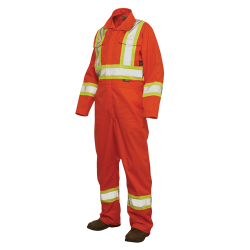 Unlined Safety Coveralls, Large, High Visibility Orange Distribution Industrielle GC