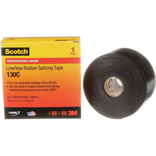 Ruban d'&eacute;pissage sans support en caoutchouc de calibre professionnel Scotch, 50,8 mm (2") la x 9 m (30') lo, 30 mils, Noir Distribution Industrielle GC