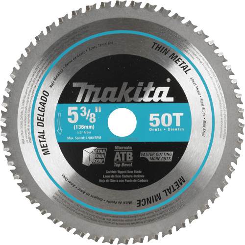 Lame de scie &agrave; pointe en carbure, 5-3/8", 50 dents, Pour M&eacute;tal Distribution Industrielle GC