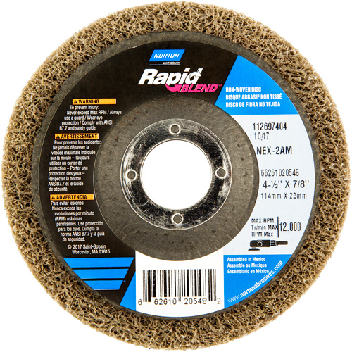 DISQUE FINITION RAPIDE 4 1/2X7/8 NEX-2AM MOY, 4-1/2" dia., Grain Moyen, Oxyde d'aluminium Distribution Industrielle GC