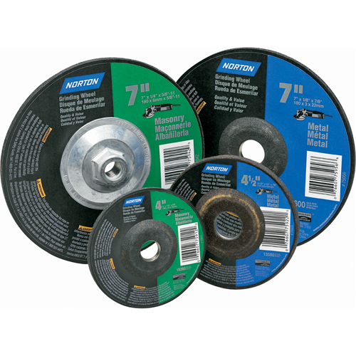 Meules &agrave; moyeu d&eacute;port&eacute; Gemini, 4" x 1/4", Arbre 5/8", Oxyde d'aluminium, Type 27 Distribution Industrielle GC