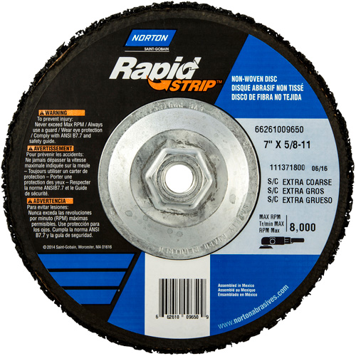 Disques &agrave; moyeu d&eacute;port&eacute; non tiss&eacute;s pour d&eacute;capage rapide Bear-Tex, 7" dia., Grain Extra grossier, Carbure de silicium Distribution Industrielle GC
