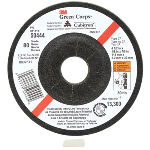 Meule flexible Green Corps, 4-1/2" x 1/8", Arbre 7/8", C&eacute;ramique, Type 27 Distribution Industrielle GC