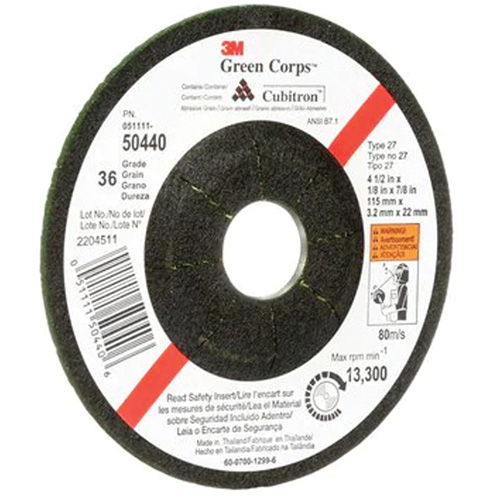 Meule flexible Green Corps, 4-1/2" x 1/8", Arbre 7/8", C&eacute;ramique, Type 27 Distribution Industrielle GC