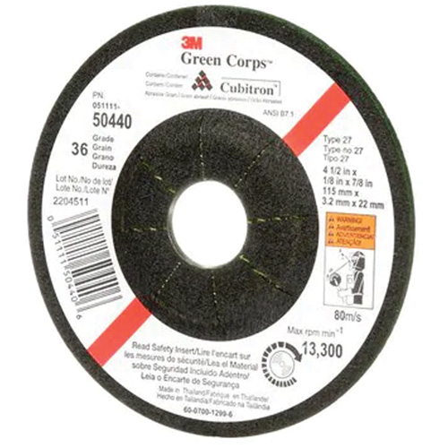 Meule flexible Green Corps, 4-1/2" x 1/8", Arbre 7/8", C&eacute;ramique, Type 27 Distribution Industrielle GC