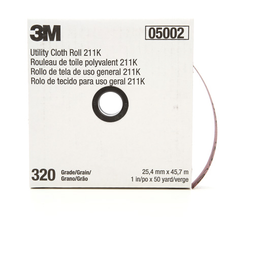 Rouleau de toile abrasive polyvalente 211K, Oxyde d'aluminium, 1" la x 150' lo, Grain 320 Distribution Industrielle GC