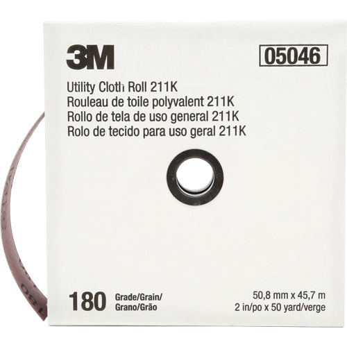 Utility Roll 211K, Aluminum Oxide, 2" W x 150' L, 180 Grit Distribution Industrielle GC