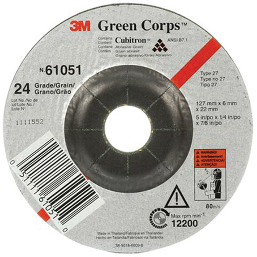 Meule flexible Green Corps, 5" x 1/4", Arbre 7/8", C&eacute;ramique, Type 1 Distribution Industrielle GC