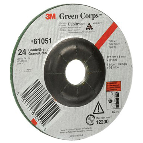 Meule flexible Green Corps, 5" x 1/4", Arbre 7/8", C&eacute;ramique, Type 1 Distribution Industrielle GC