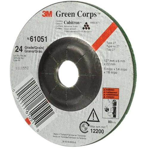 Meule flexible Green Corps, 5" x 1/4", Arbre 7/8", C&eacute;ramique, Type 1 Distribution Industrielle GC