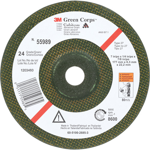 Meule flexible Green Corps, 7" x 1/4", Arbre 7/8", C&eacute;ramique, Type 1 Distribution Industrielle GC