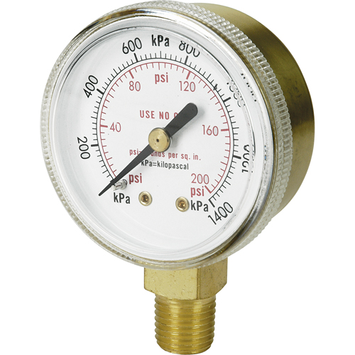 Manom&egrave;tres en laiton,  2-1/2", 200 psi, Fixation inf&eacute;rieure, Analogique Distribution Industrielle GC