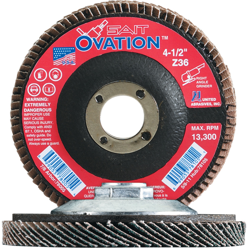 OVATION MEULE LAMELLE41/2X7/8 GRAIN36, 4-1/2" x 7/8", Type 27, Grain 36, Zirconium Distribution Industrielle GC