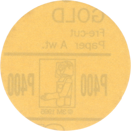 Gold Hookit Disc, 3" Dia., P400 Grit, Aluminum Oxide, C-Weight Distribution Industrielle GC