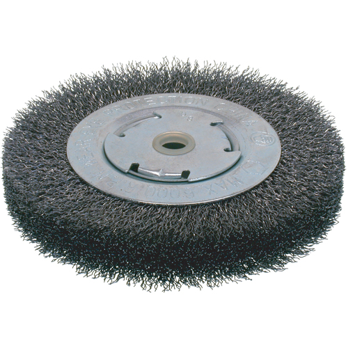 Brosses &eacute;conomiques &agrave; fils cr&ecirc;p&eacute;s - Face large, 6" dia., Fils 0.014, Arbre 2" Distribution Industrielle GC