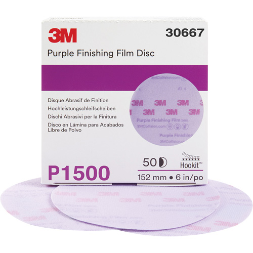 Disque de finition en pellicule violet Hookit, dia 6", Grain P1500, Oxyde d'aluminium Distribution Industrielle GC
