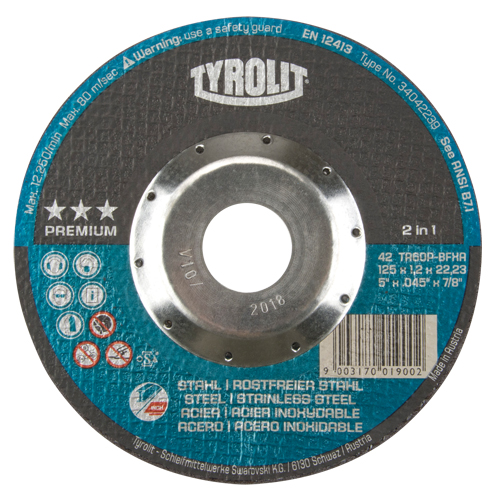 Premium 2 in 1 Thincut Cut-Off Wheel, 5" x 0.045", 7/8" Arbor, Type 27, Aluminum Oxide, 12250 RPM Distribution Industrielle GC