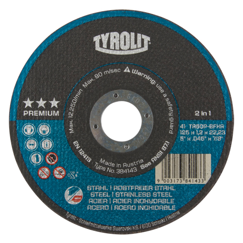 Meule &agrave; tronçonner 2-en-1 de premi&egrave;re qualit&eacute; Thincut, 5" x 0,045", Arbre de 7/8", Type 1, Oxyde d'aluminium, 12250 Tr/min Distribution Industrielle GC