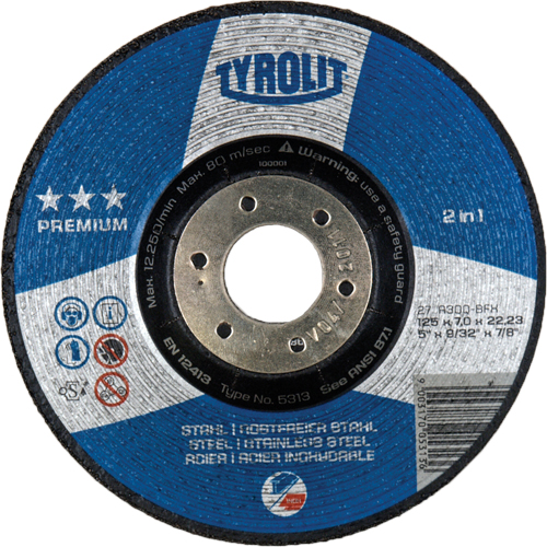 Meule 2-en-1 de premi&egrave;re qualit&eacute;, 4-1/2" x 9/32", Arbre 7/8", Type 27 Distribution Industrielle GC