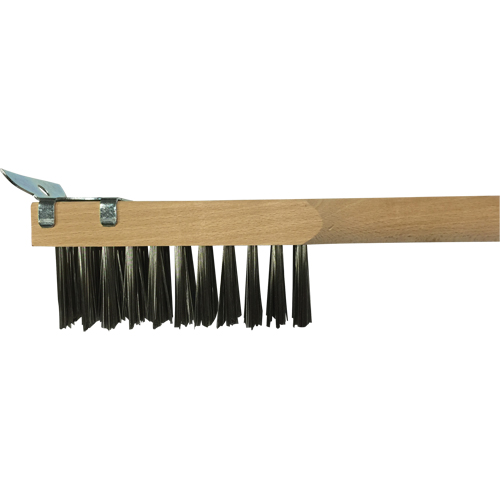 Scratch Brush With Scraper, Stainless Steel, 3 x 10 Wire Rows, 20" Long Distribution Industrielle GC
