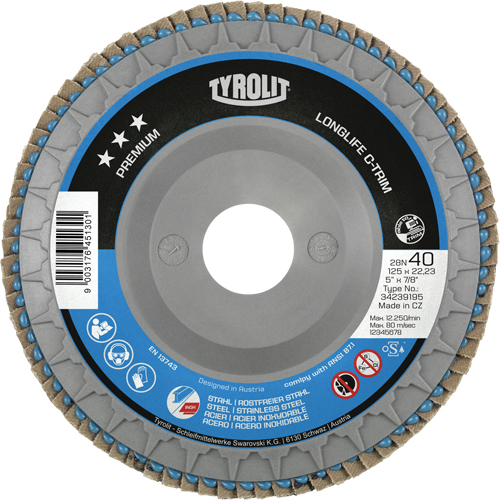 Disque &agrave; lamelles Long Life C-Trim, 4-1/2" x 7/8", Type 29, Grain 80, Zirconium Distribution Industrielle GC