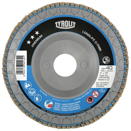 Disque &agrave; lamelles C-Trim robuste, 6" x 7/8", Type 29, Grain 40, Zirconium Distribution Industrielle GC
