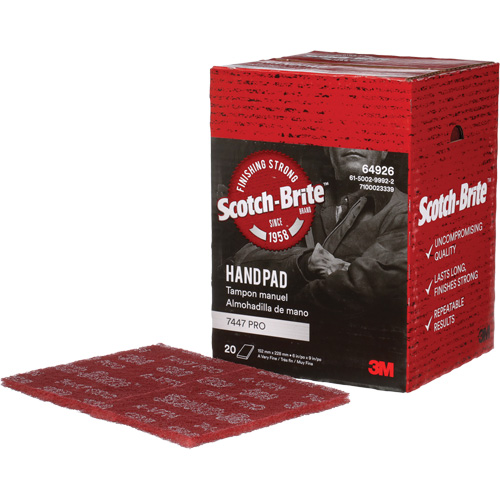 Tampons manuels Scotch-Brite 7447, Oxyde d'aluminium, 9" x 6", Grain Tr&egrave;s fin Distribution Industrielle GC