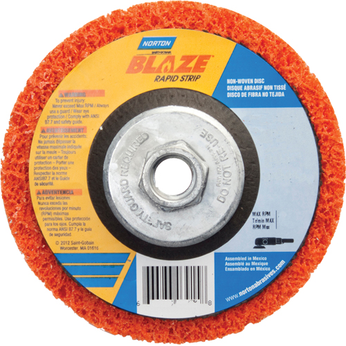 Disque &agrave; moyeu d&eacute;port&eacute; 4-1/2" non tiss&eacute; Blaze Rapid Strip, 4-1/2" dia., Grain Cors&eacute; Distribution Industrielle GC