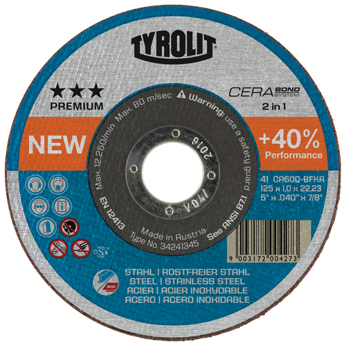 Meule &agrave; tronçonner Cerabond, 5" x 0,045", Arbre de 7/8", Type 1, C&eacute;ramique, 12250 Tr/min Distribution Industrielle GC