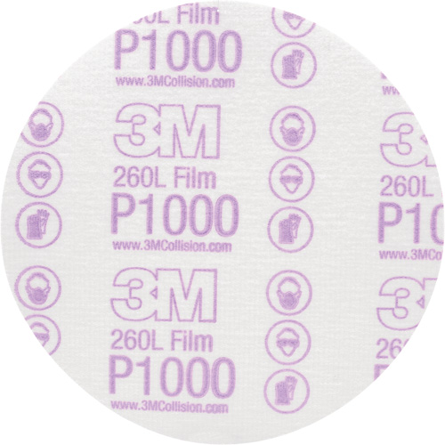 Hookit Finishing Film Disc, 6" Dia., P1000 Grit, Aluminum Oxide, Film Distribution Industrielle GC
