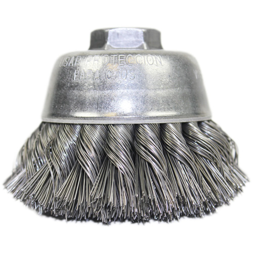 Brosse-boisseau &agrave; fil nou&eacute;, 3-1/2" dia. x 5/8"-11 arbre Distribution Industrielle GC