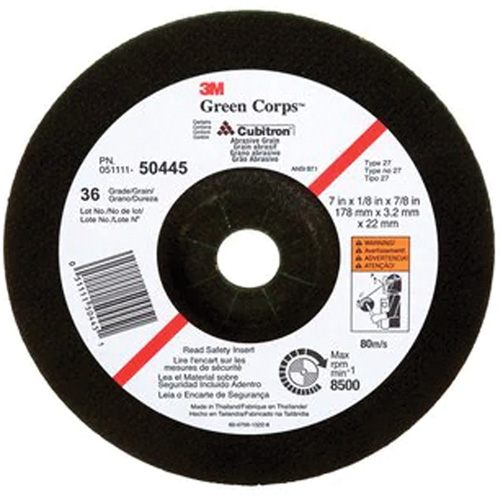 Green Corps Depressed Centre Wheel, 7" x 1/8", 7/8" Arbor, Ceramic, Type 27 Distribution Industrielle GC